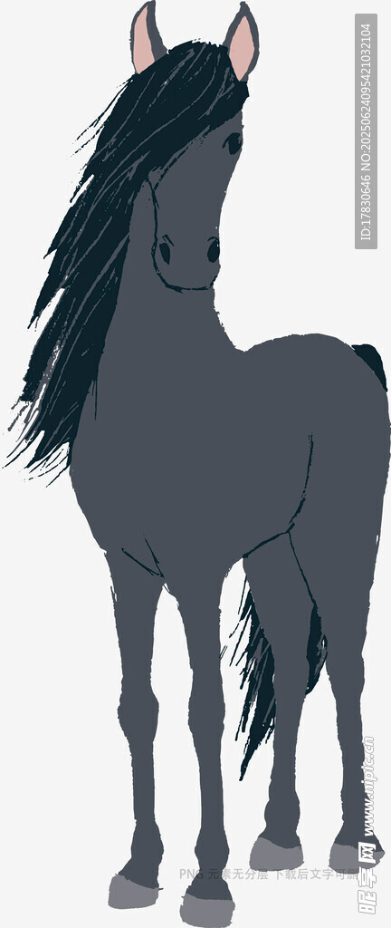 黑色駿馬插畫