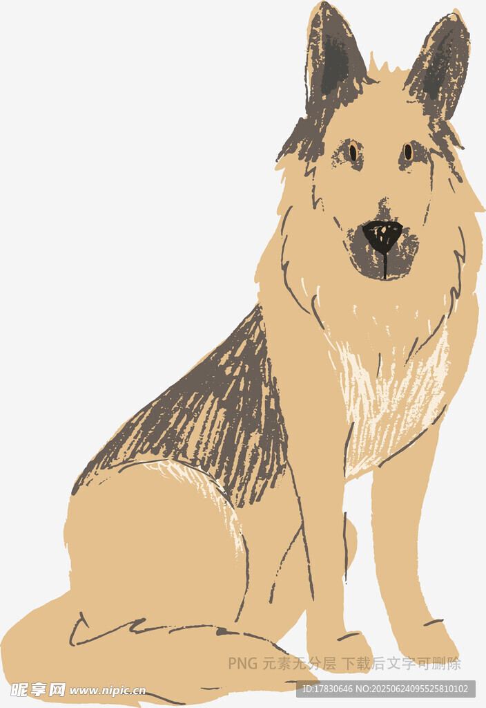坐著的德國牧羊犬插畫