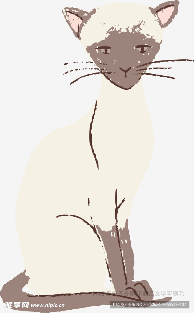 坐著的暹羅貓插畫