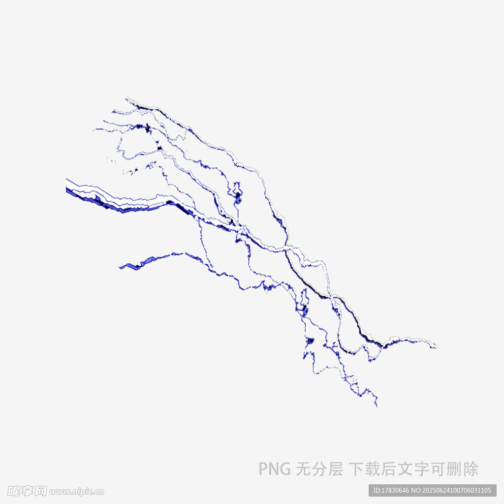 藍色水墨線條抽象藝術圖