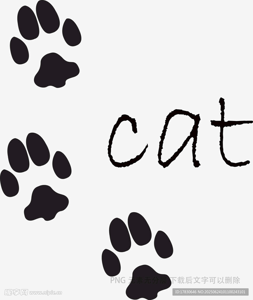貓爪與英文單詞cat圖案
