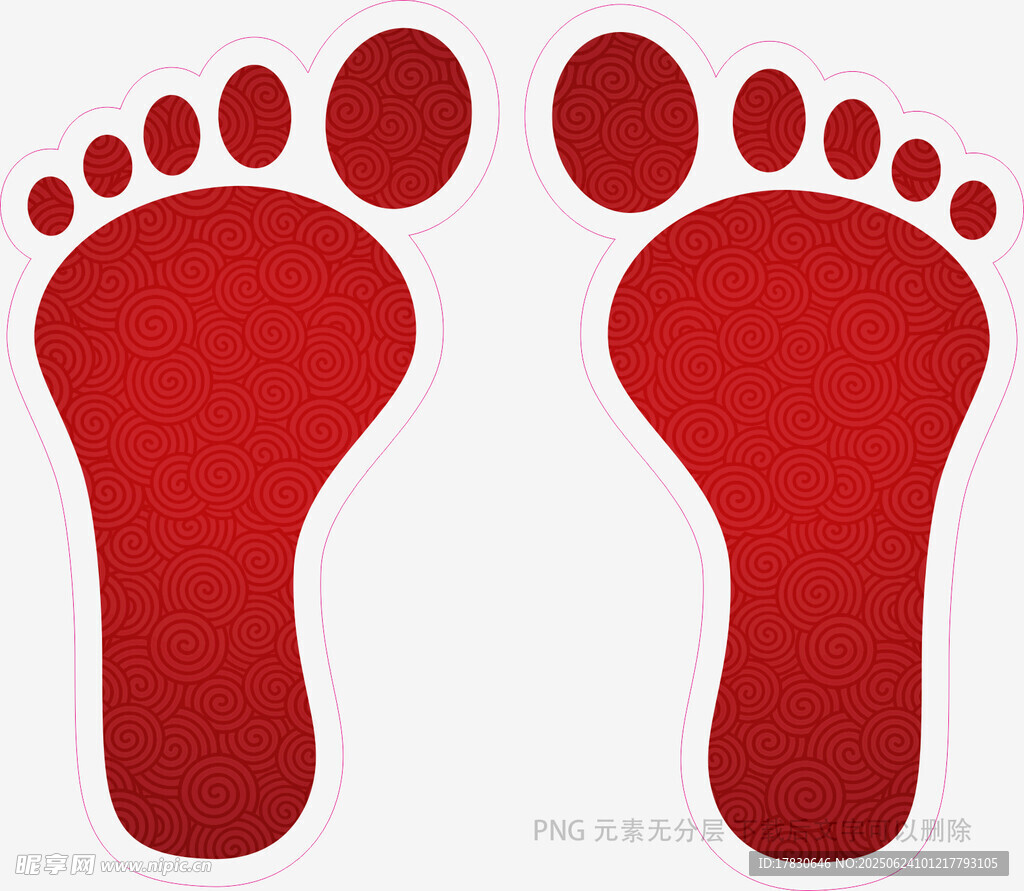 紅色可愛腳印圖案