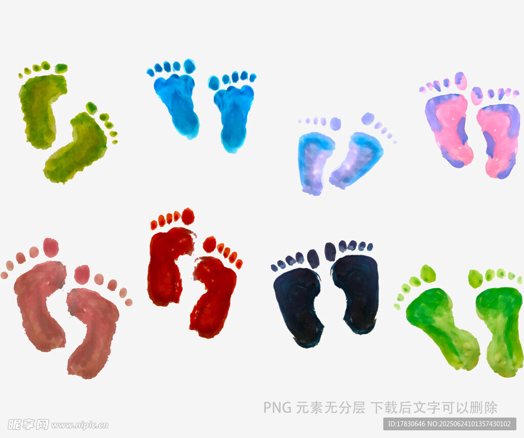 多彩可愛嬰兒小腳印圖案