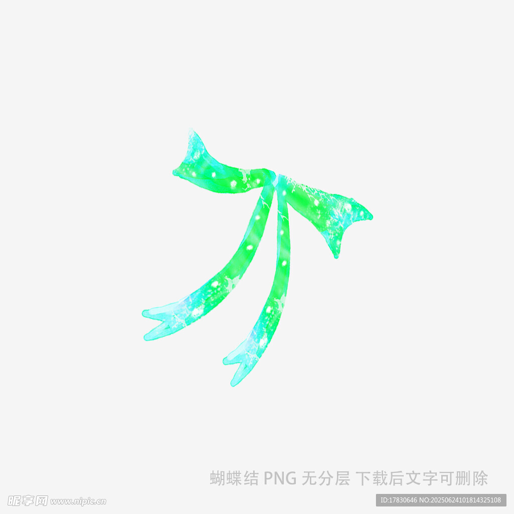 綠色閃光蝴蝶結裝飾元素