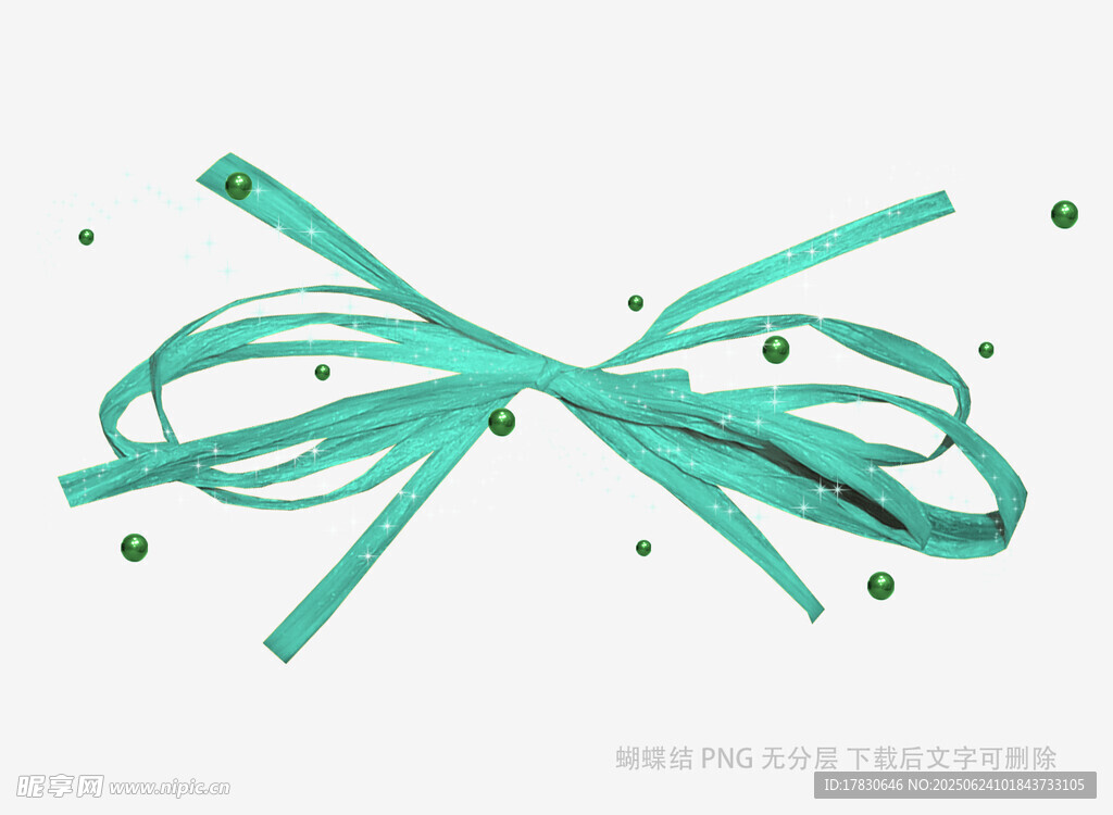 綠色絲帶蝴蝶結裝飾圖