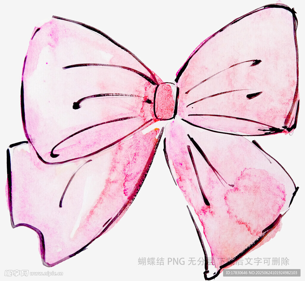 粉色水彩蝴蝶結插畫