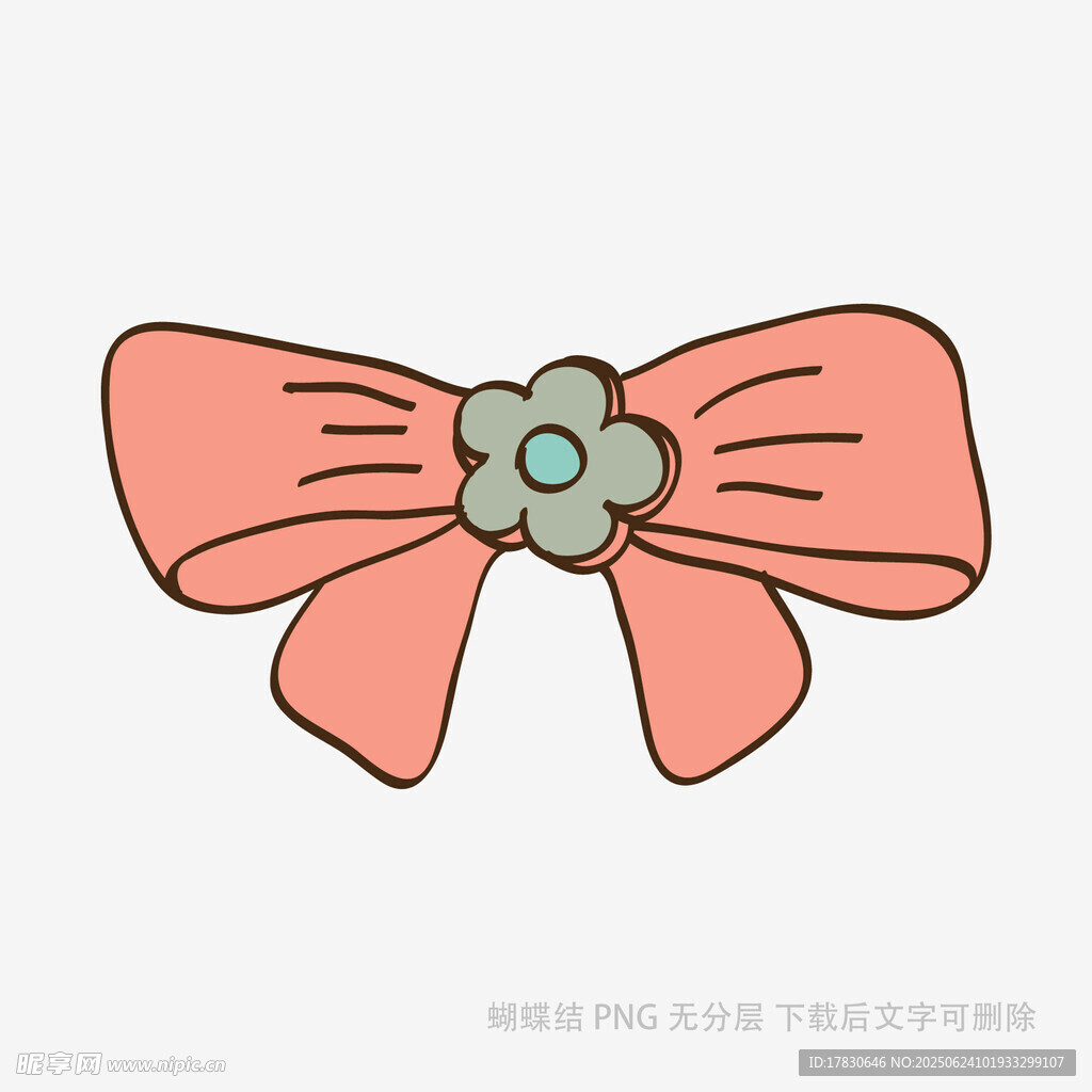 粉色花朵蝴蝶結插畫