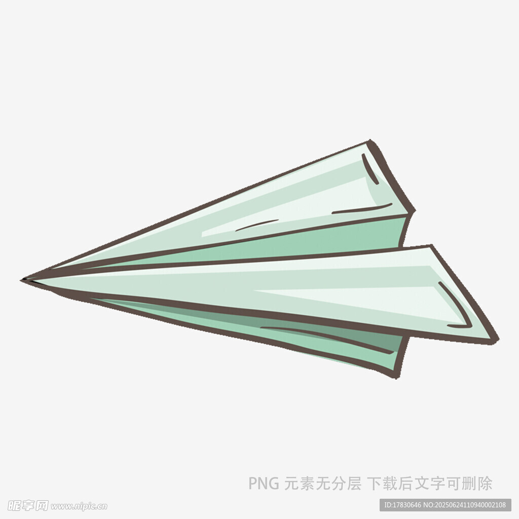 簡約手繪淺綠色紙飛機