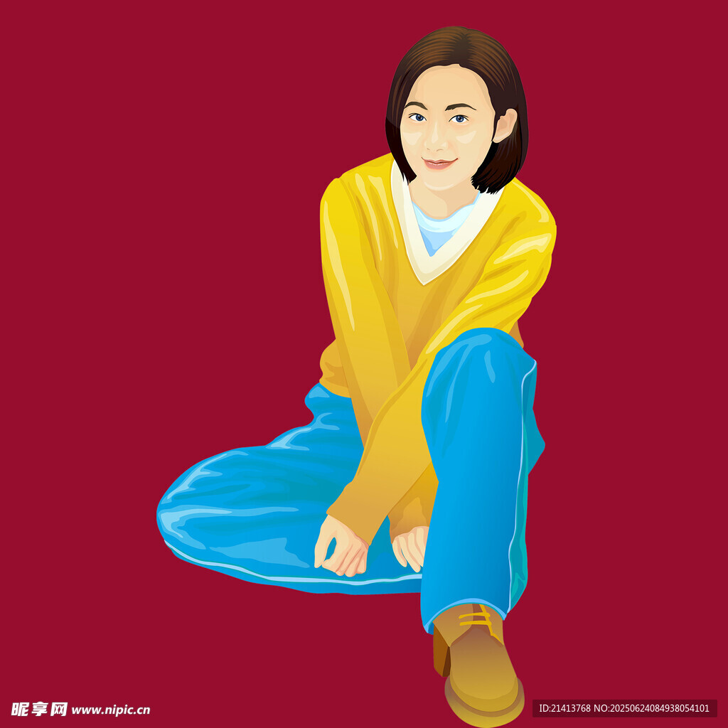 坐著的休閑風(fēng)女性形象