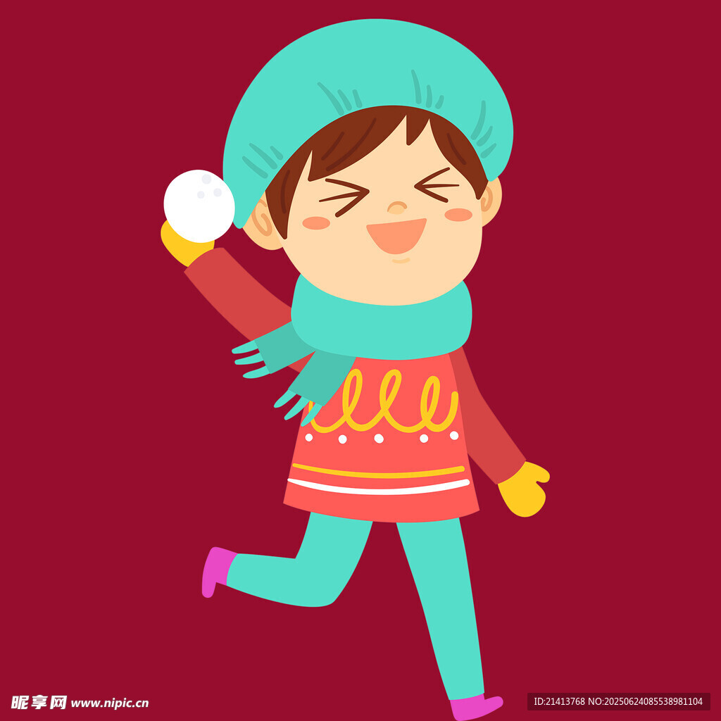 冬日歡快玩耍的可愛小孩