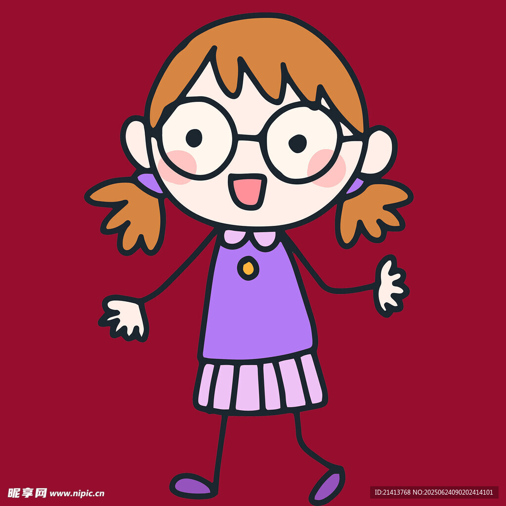 戴眼鏡的可愛雙馬尾女孩