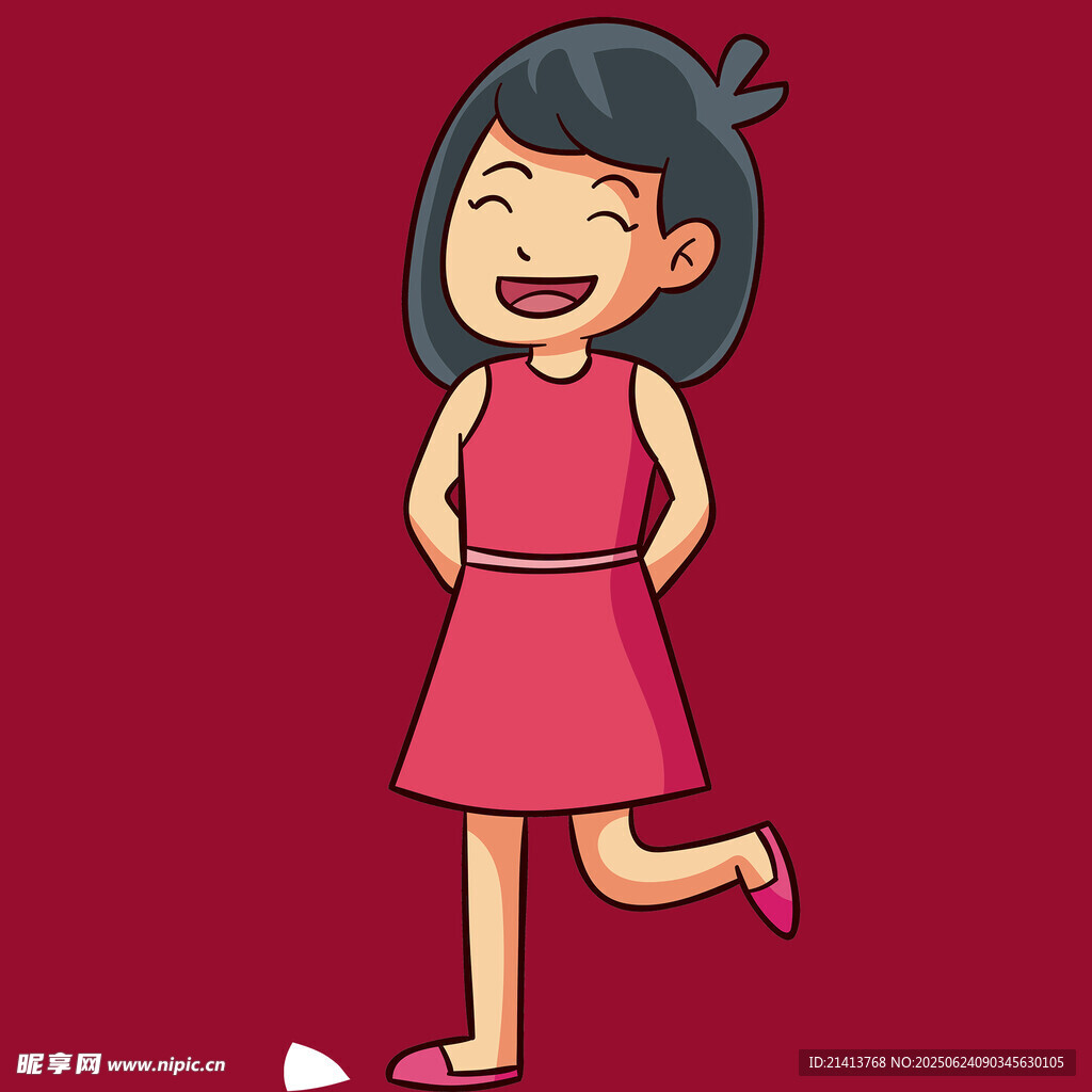 穿粉裙歡快奔跑的女孩