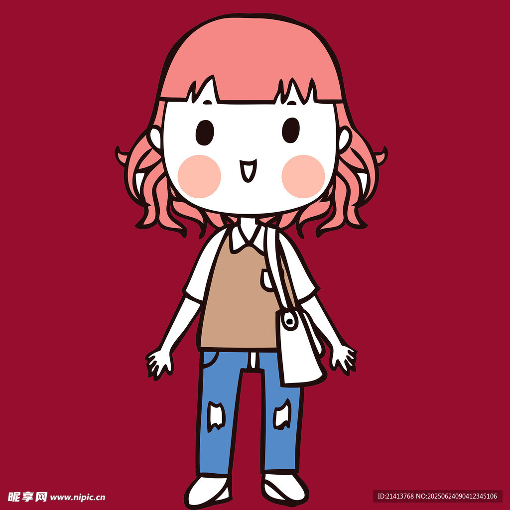 卡通雙馬尾女孩時尚穿搭