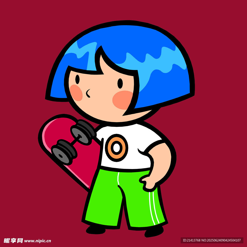 藍(lán)發(fā)女孩手持心形物品