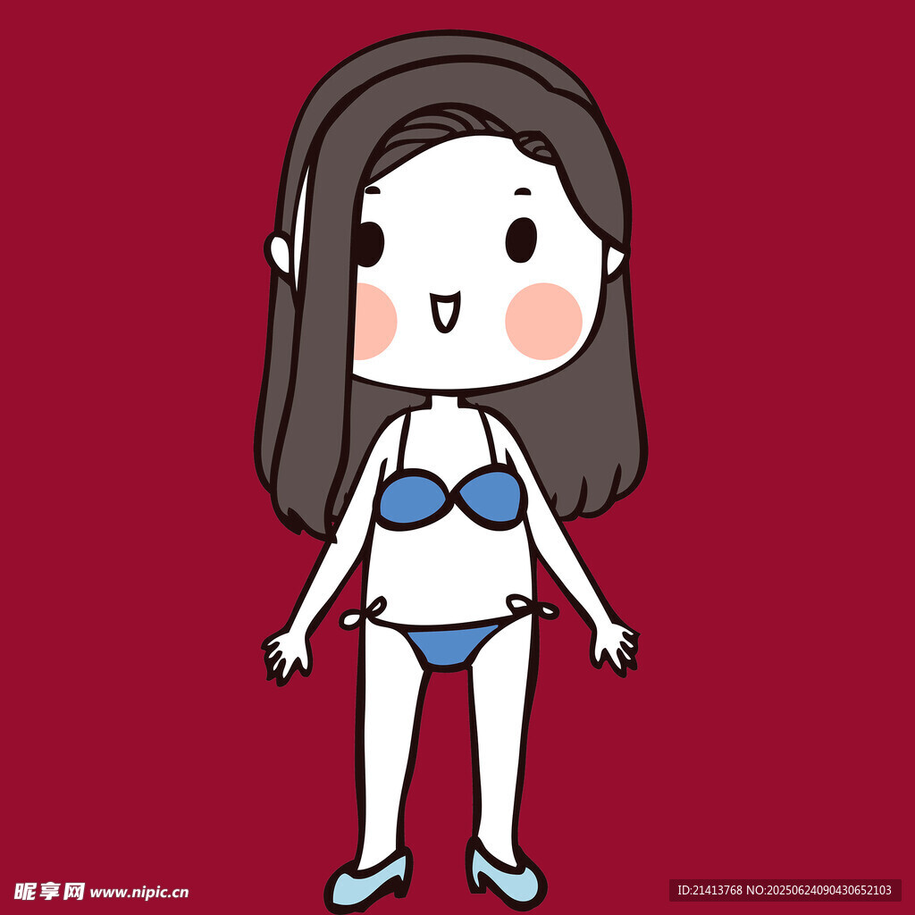 穿比基尼的卡通女孩