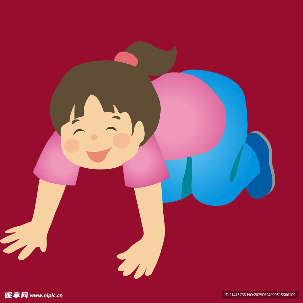 趴著玩耍的可愛小女孩