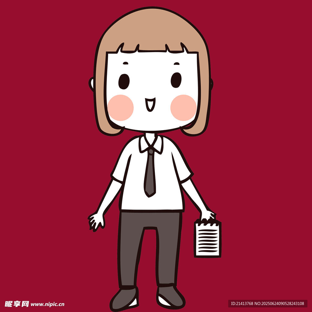 手持文件的卡通職場女孩