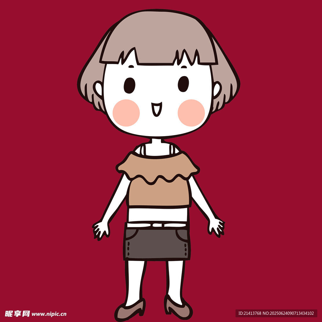 卡通短發女孩時尚穿搭