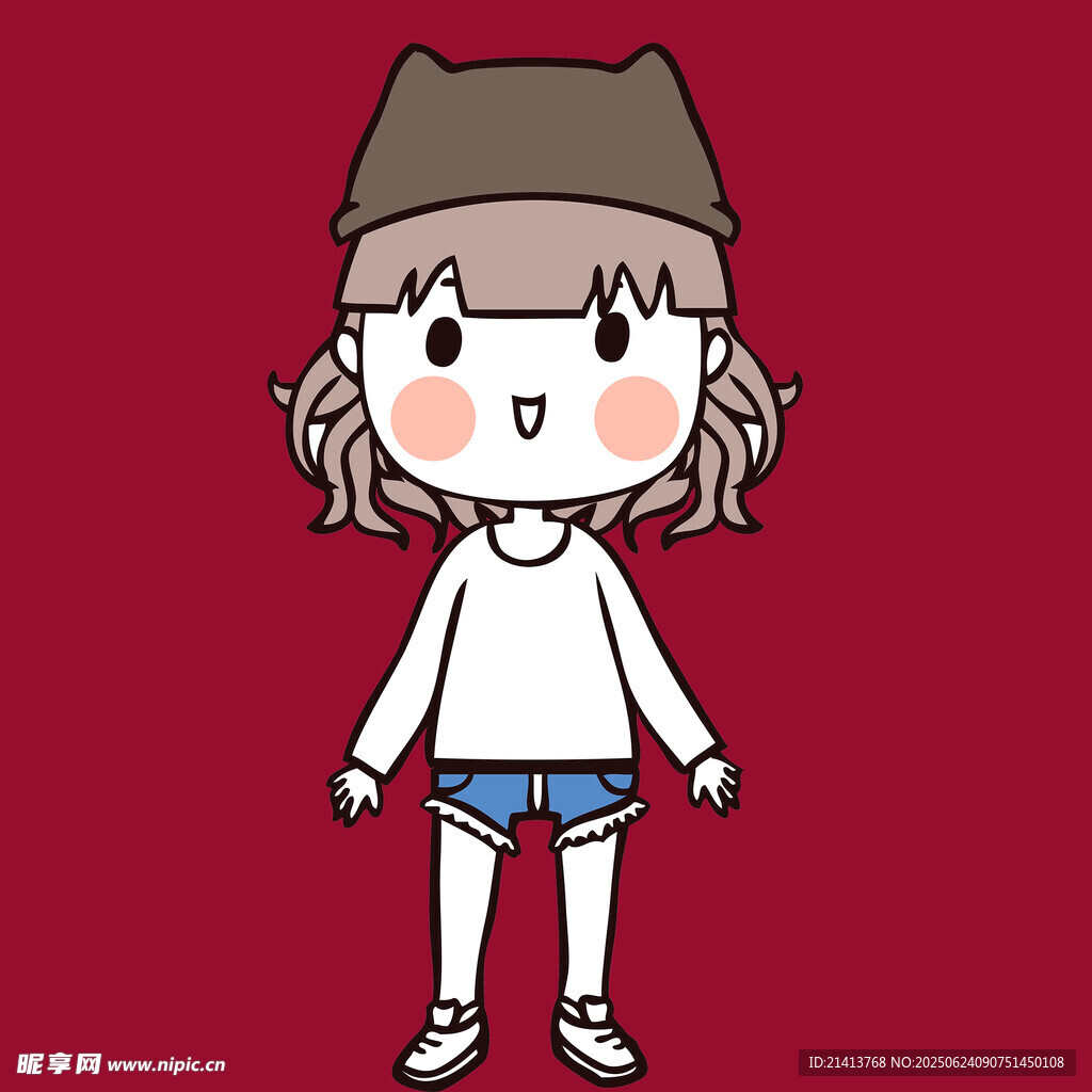 戴帽俏皮女孩卡通形象