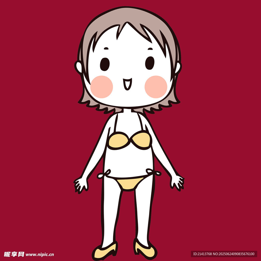 穿比基尼的卡通女孩