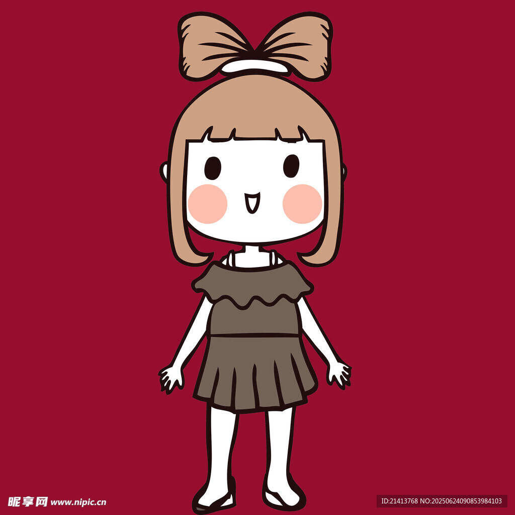可愛(ài)蝴蝶結(jié)女孩卡通形象