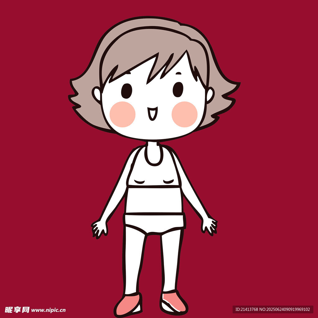 可愛卡通短發女孩形象