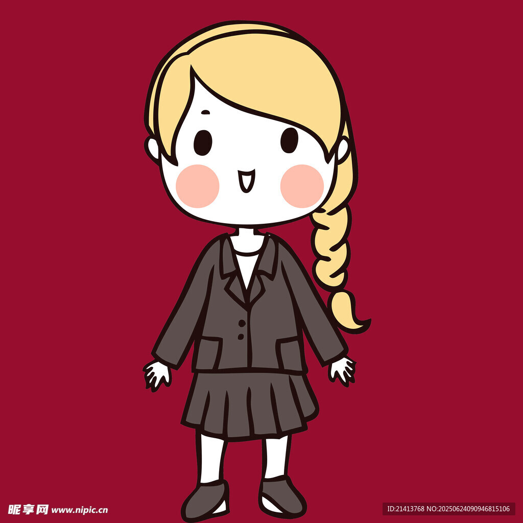 穿校服的金發扎辮女孩