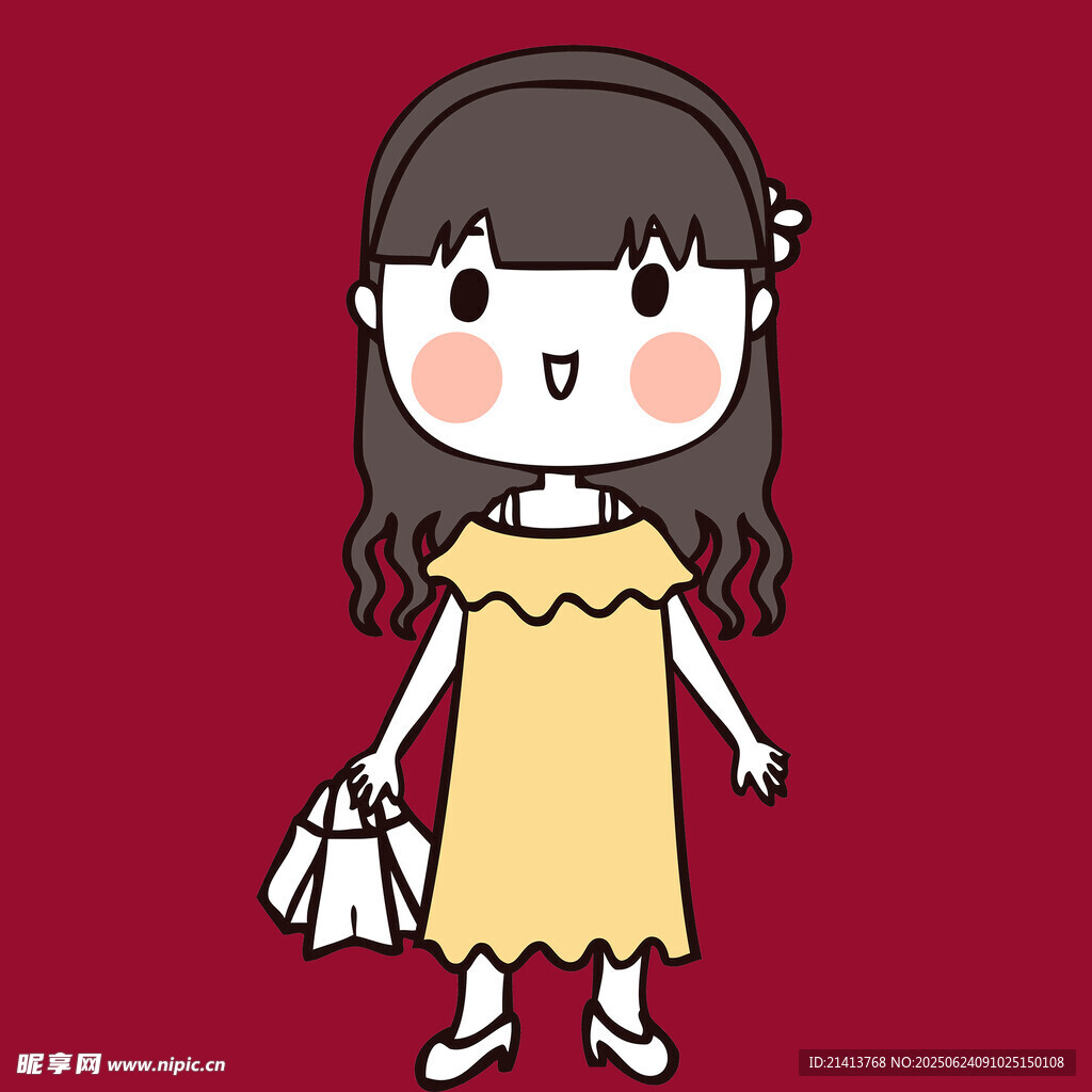 穿黃裙提包的可愛女孩
