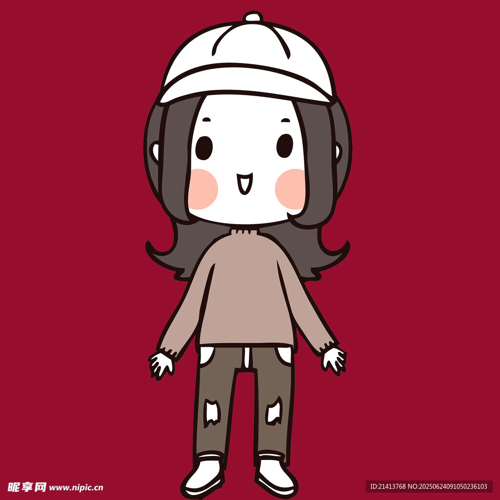 戴帽卡通女孩休閑裝扮