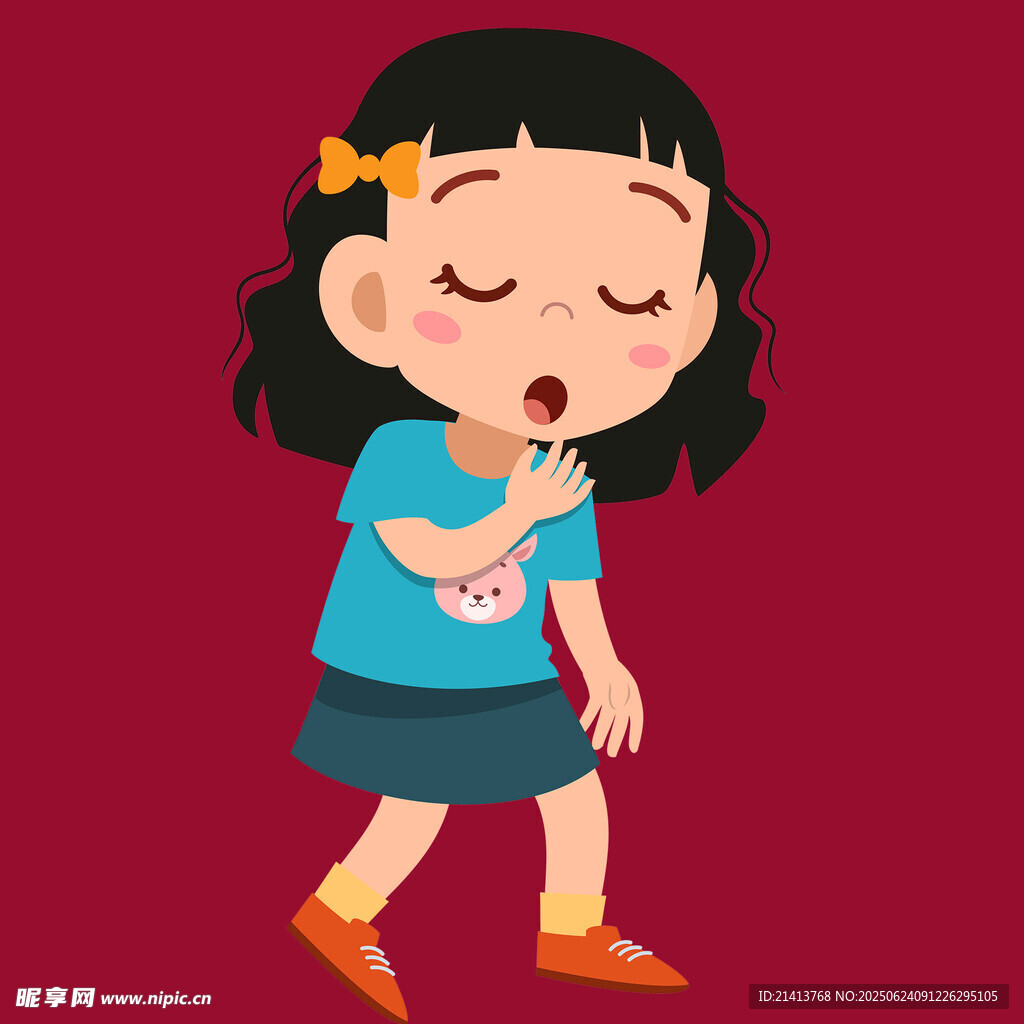 小女孩生病難受模樣
