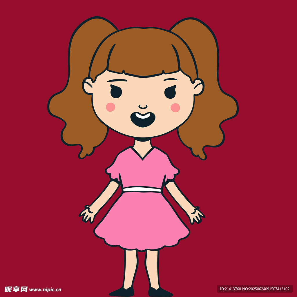 穿粉裙的雙馬尾小女孩