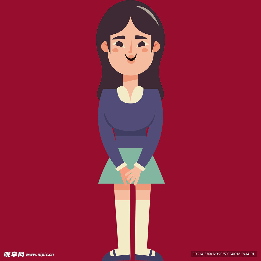 站立的微笑女孩