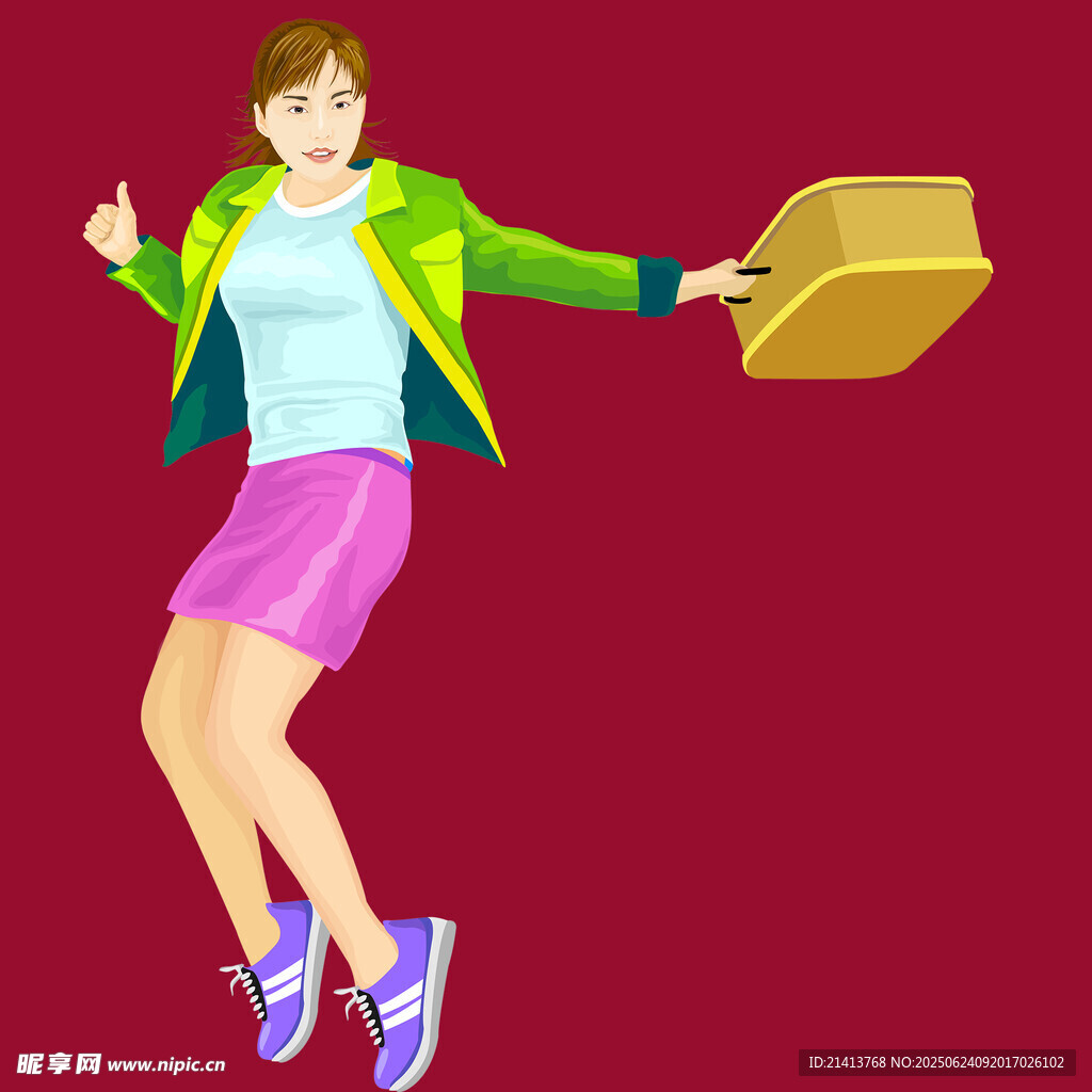 活力女孩跳躍拋帽瞬間