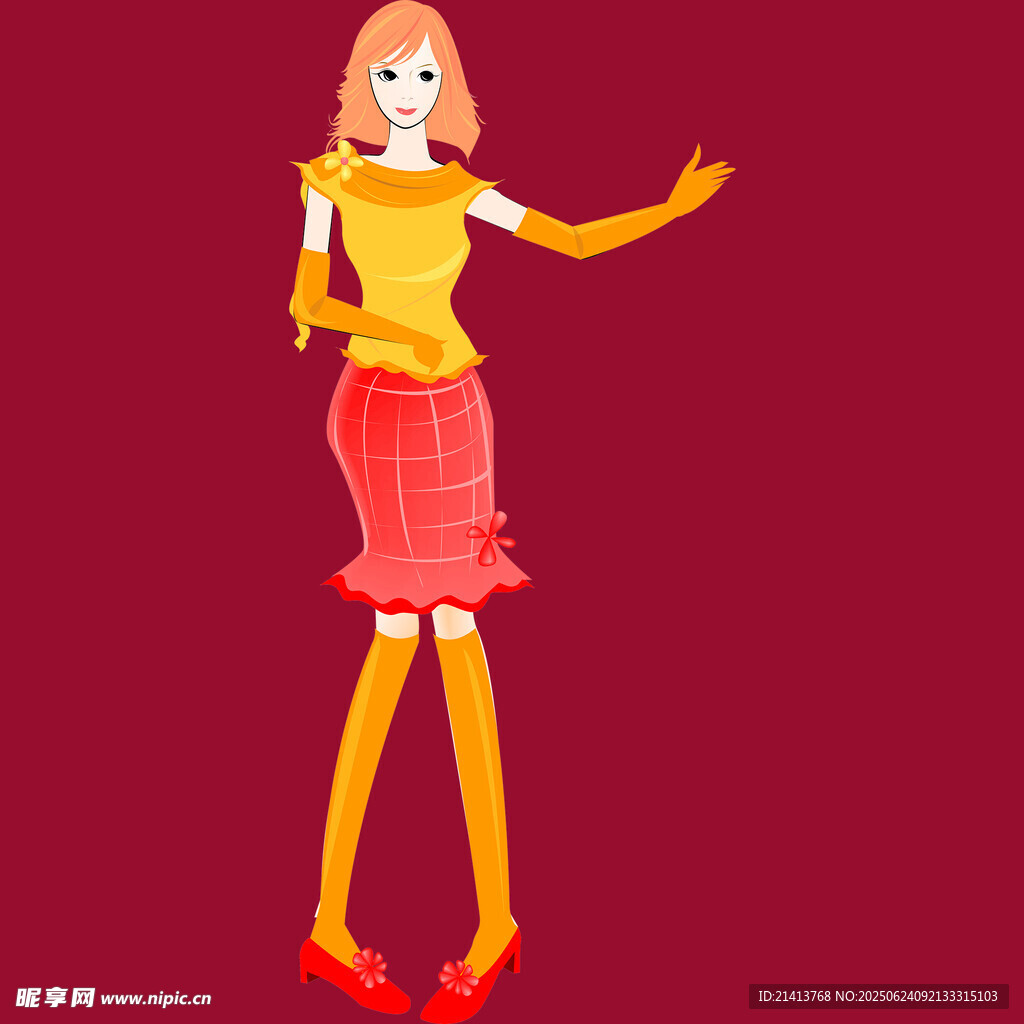 紅衣女子優(yōu)雅伸手示意