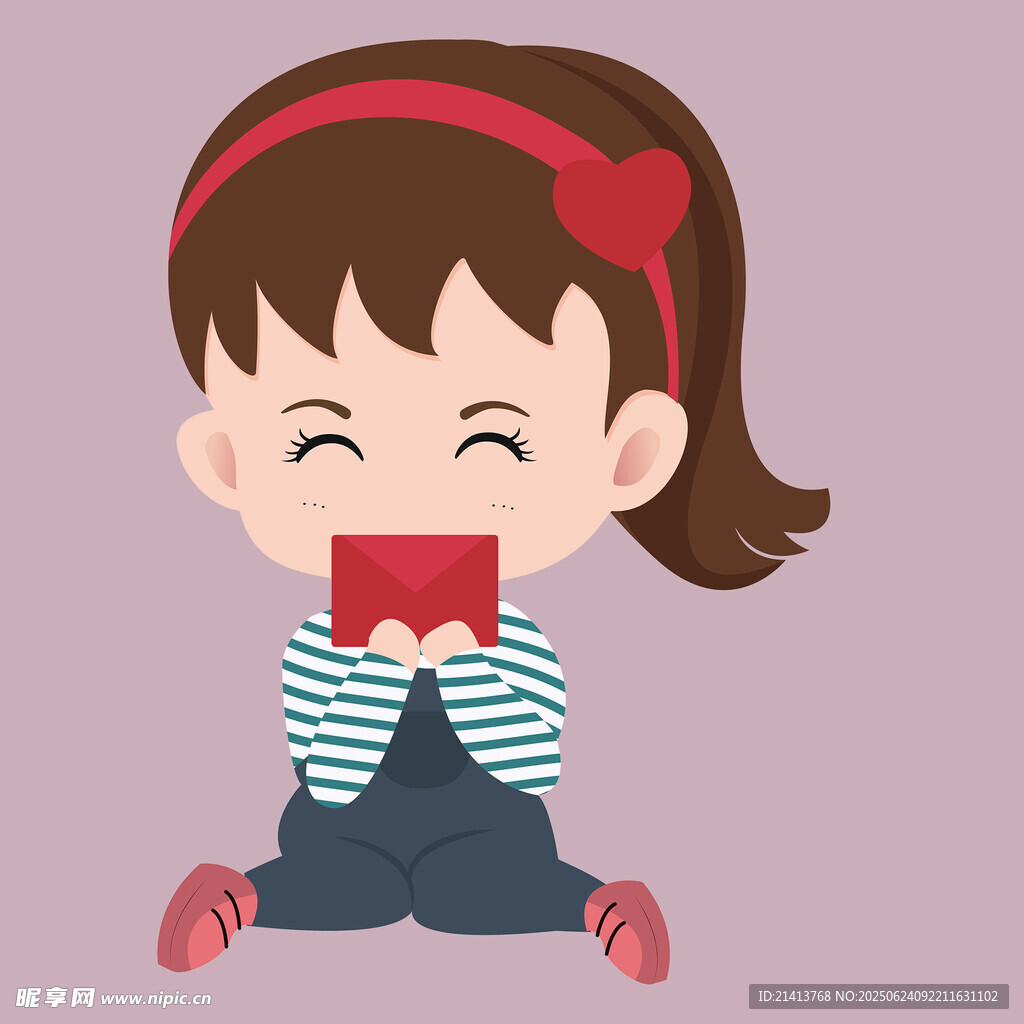 可愛女孩開心捧紅色物件