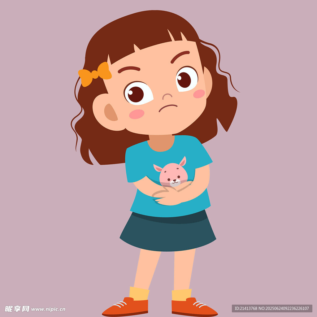 生氣的小女孩抱著存錢罐
