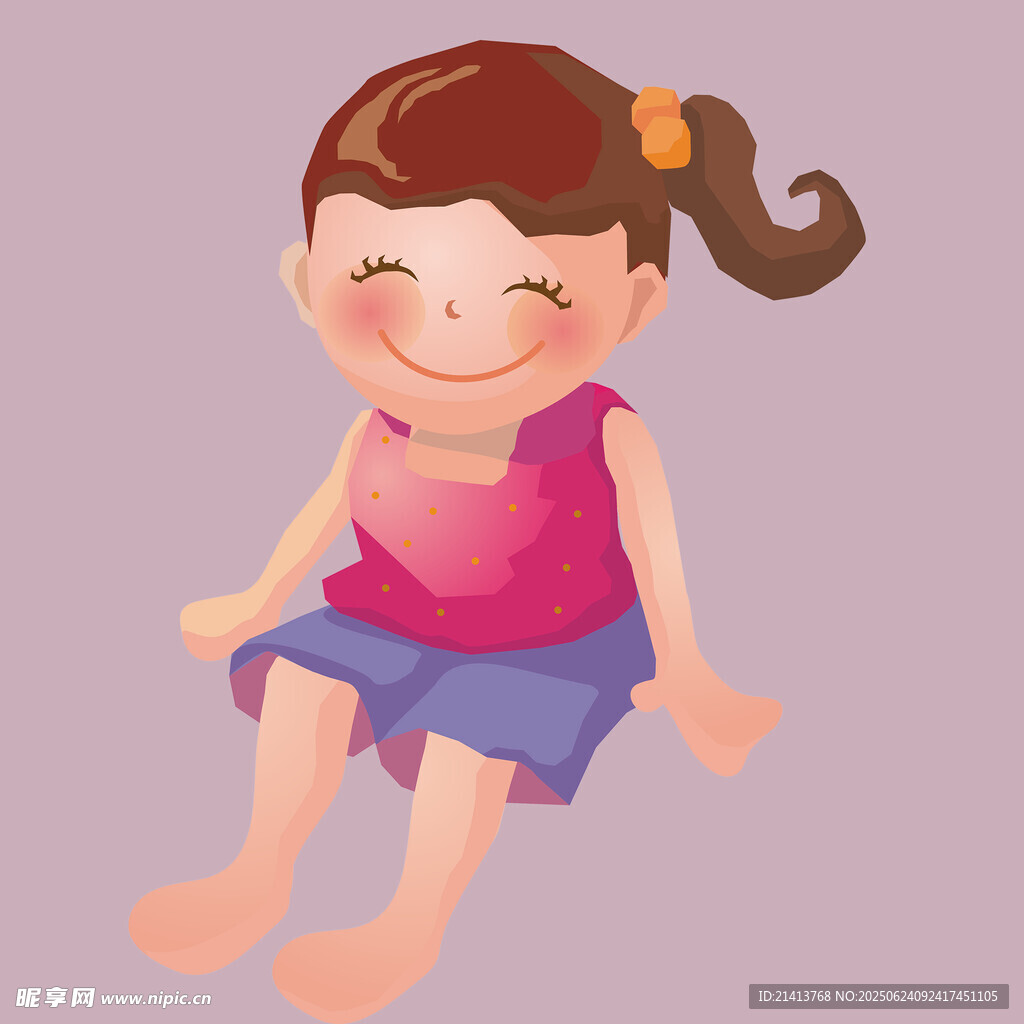 可愛小女孩開心坐著
