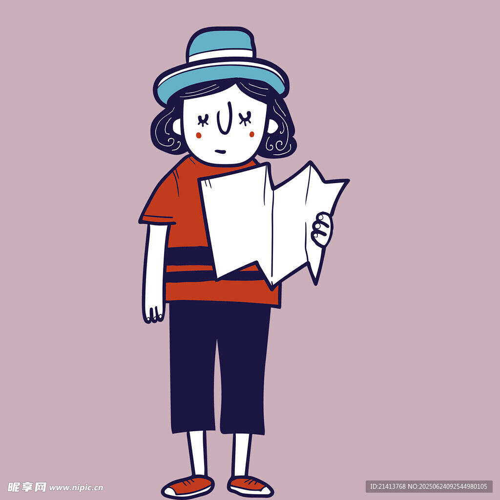 戴帽女子手持紙張閱讀