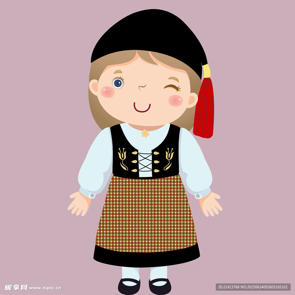 穿傳統服飾的可愛小女孩
