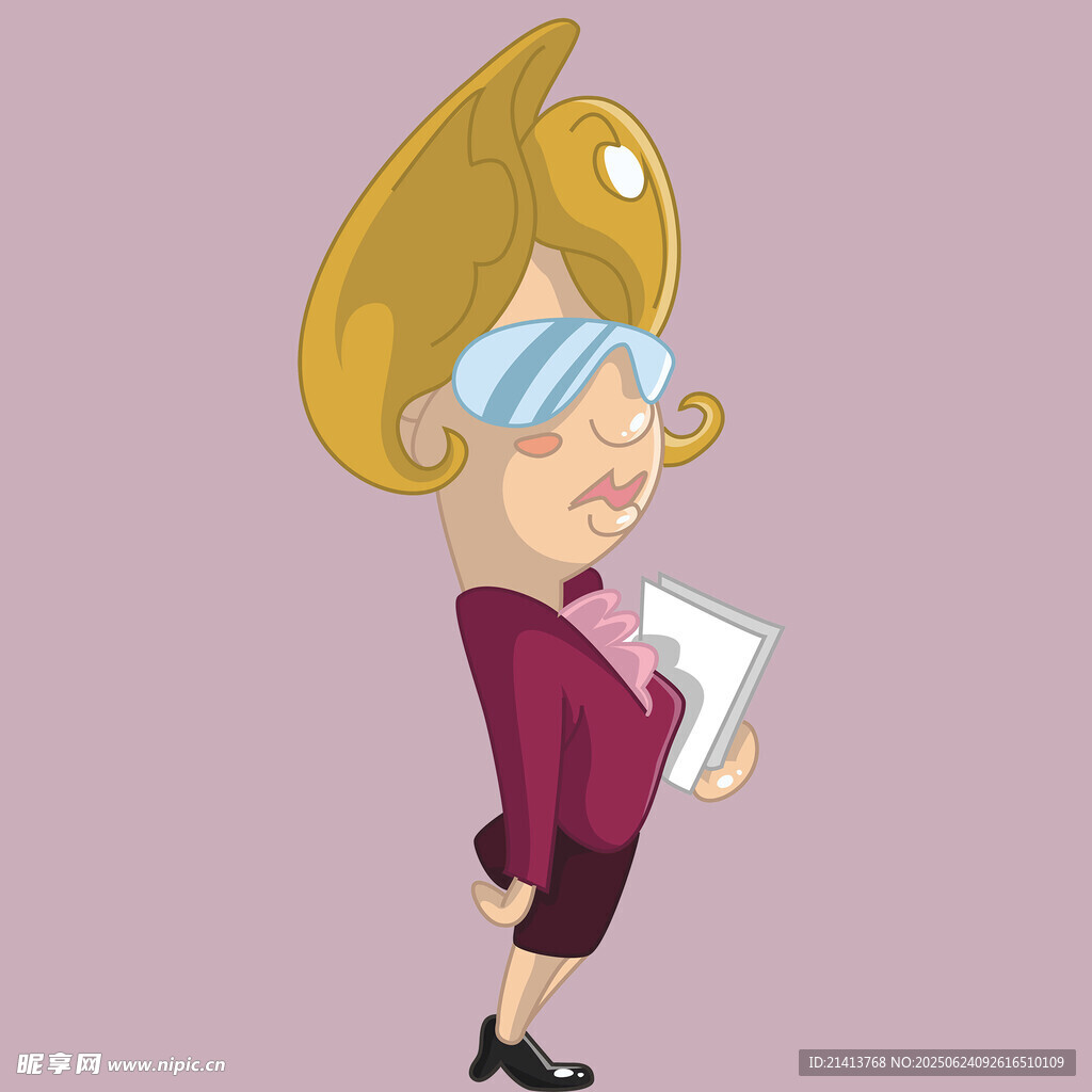 時尚金發女持文件