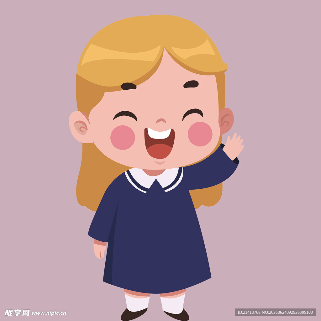 微笑揮手的可愛小女孩