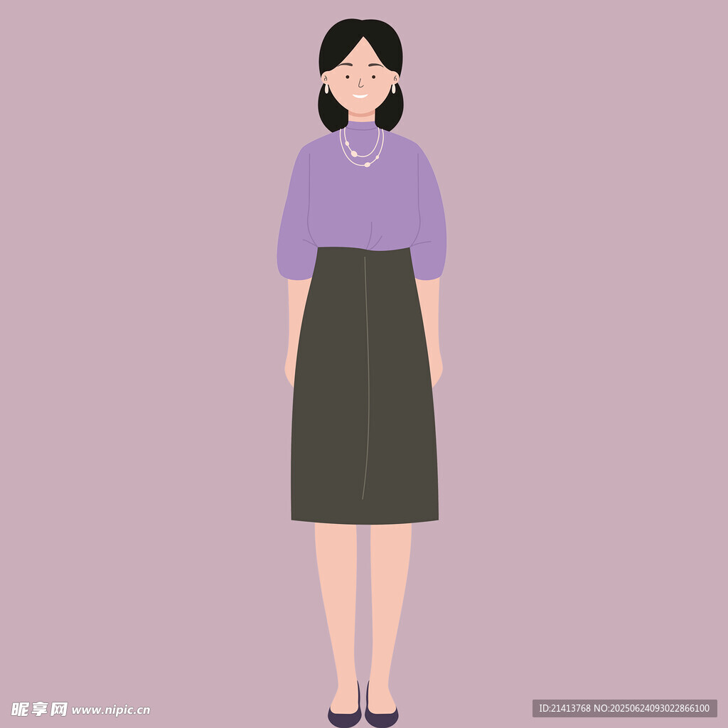 穿紫色上衣的女性形象