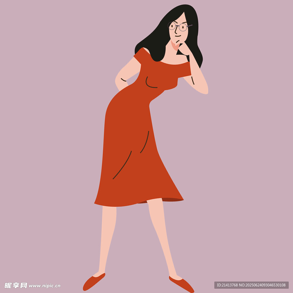 紅衣女子優(yōu)雅姿態(tài)