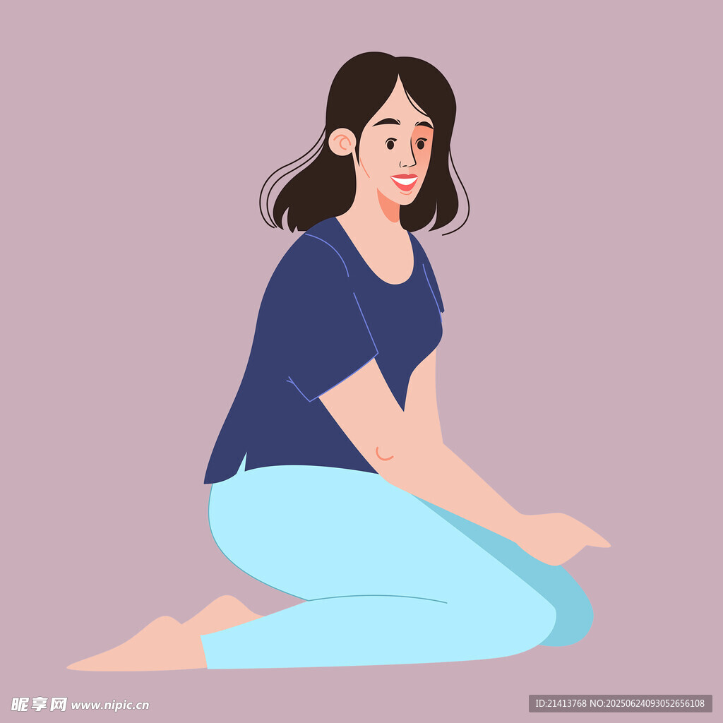 女子跪地冥想姿態