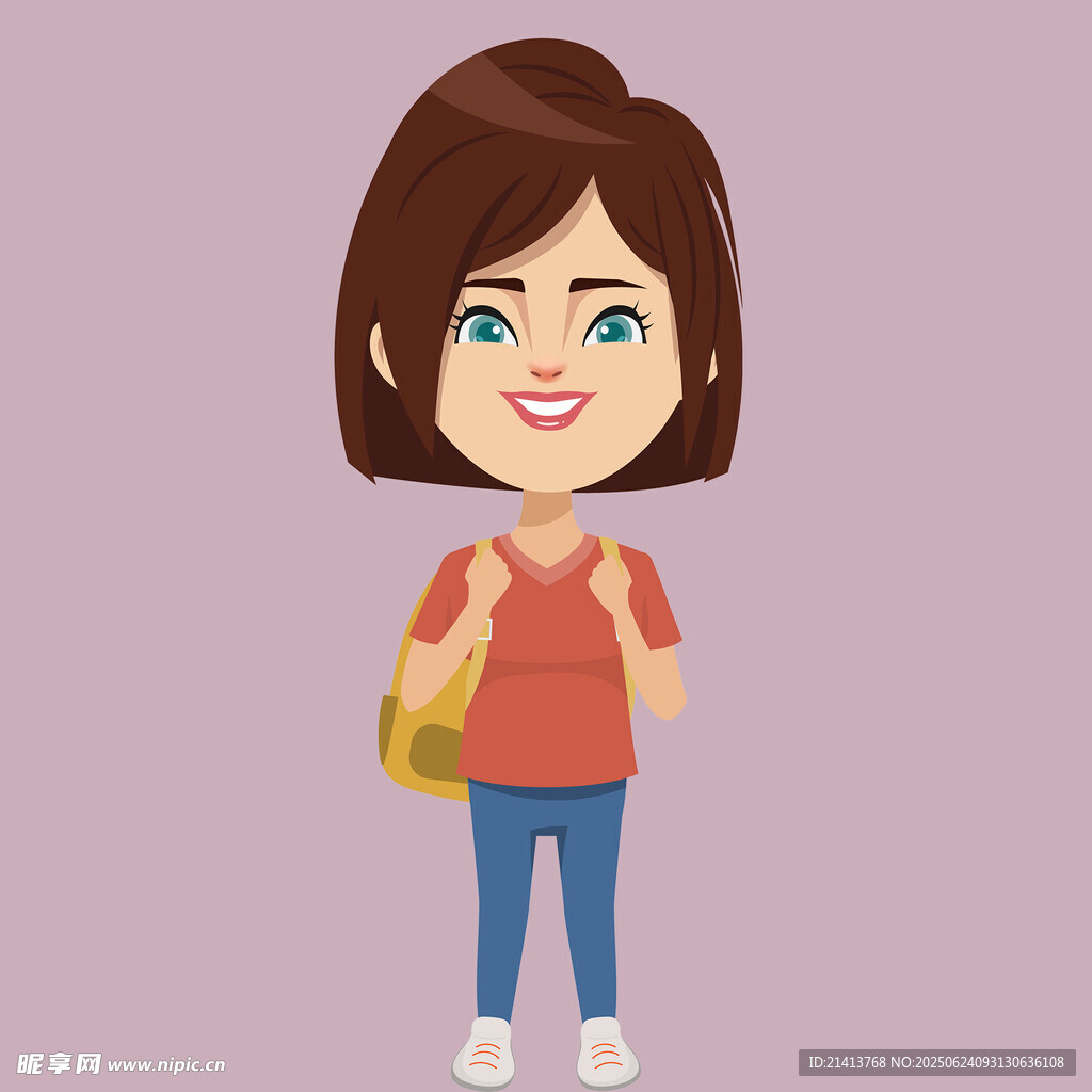 背著包的可愛短發女孩