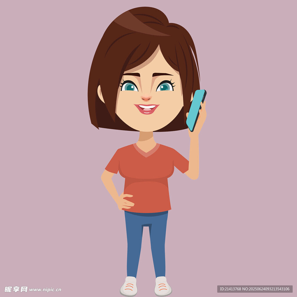 女孩手持手機開心模樣