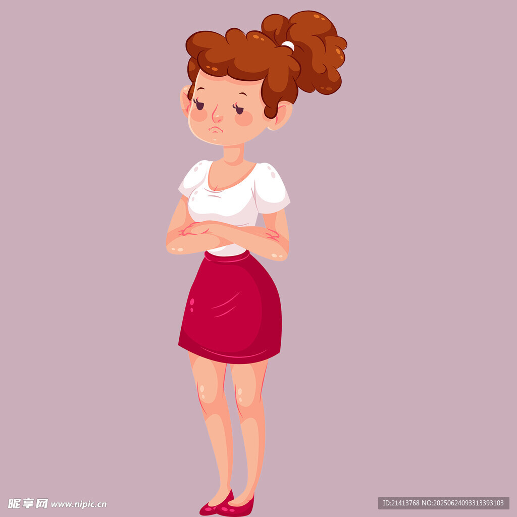 穿裙女孩雙手交叉站立