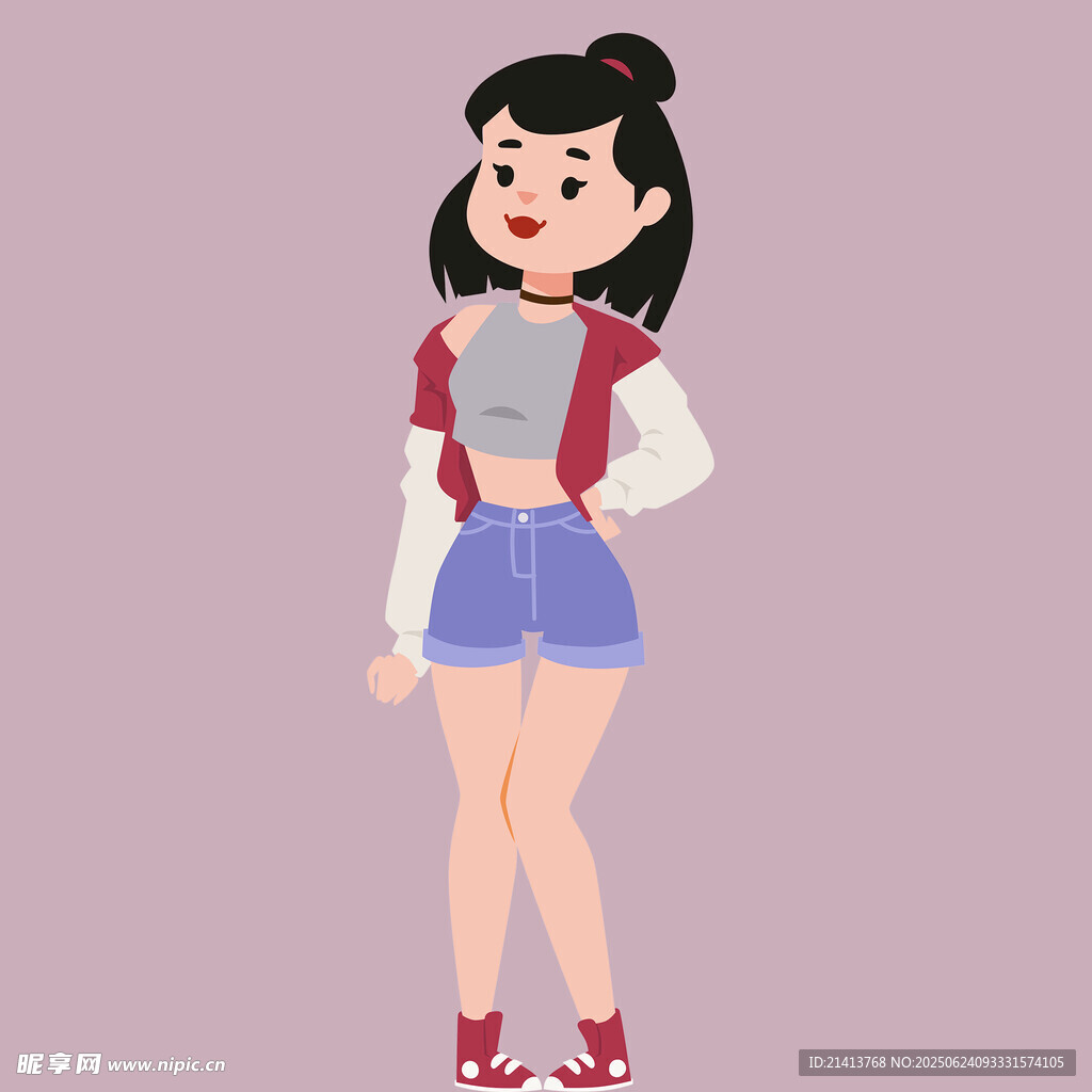 時(shí)尚休閑裝扮的青春女孩