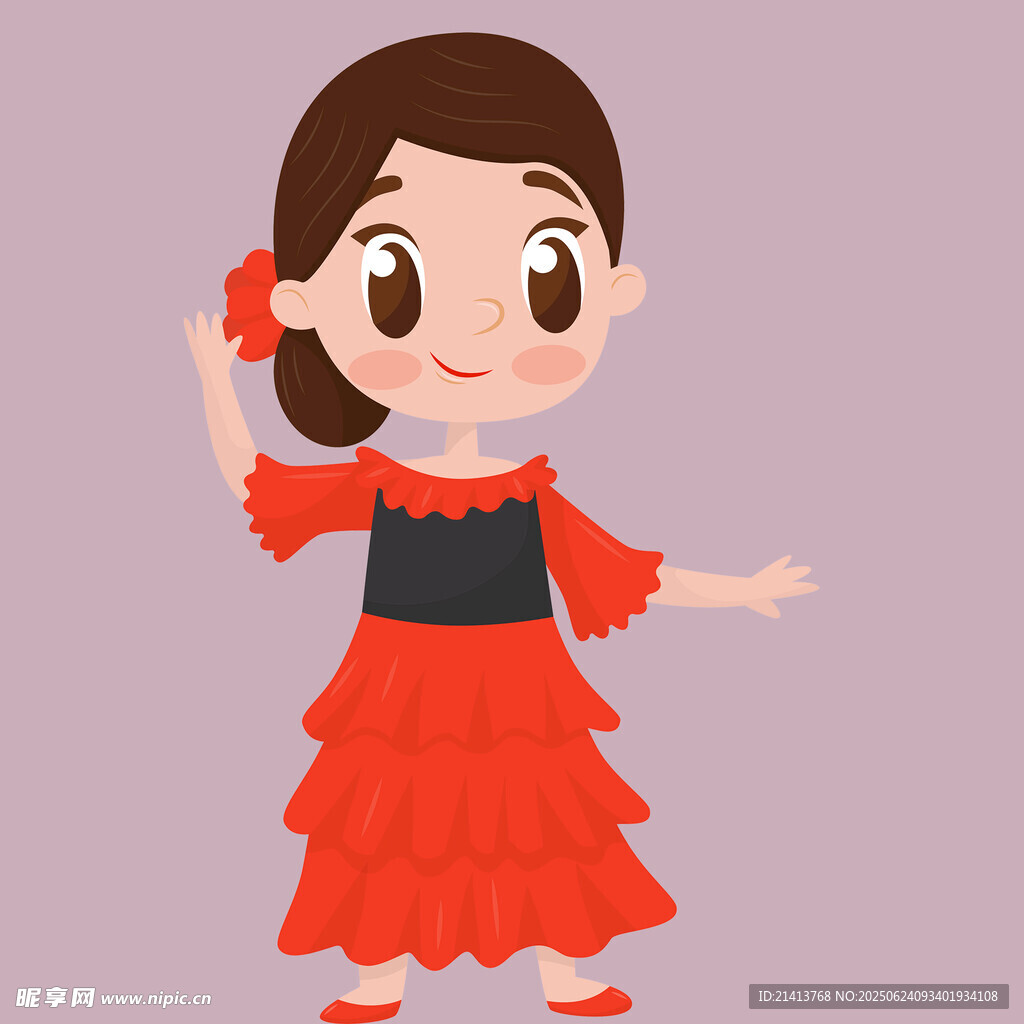 跳弗拉門戈舞的可愛女孩