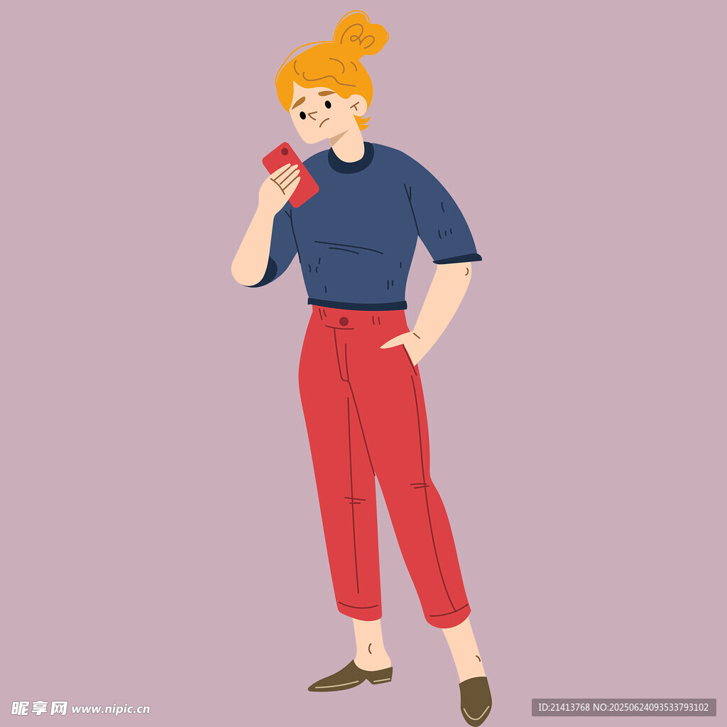 打電話的時尚女性